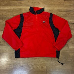 Men's XL Vintage Nike Red Pullover 1/2 Zip Windbreaker Jacket Nylon 90s Y2K